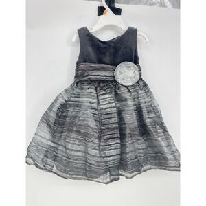Sweet Heart Rose Girls‎ Dress Gray Metallic Velvet Size 2 F-207